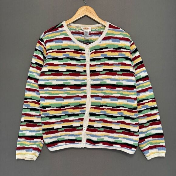 Talbots Women’s Button Up Colorful Sweater Size XL 100% Cotton - Picture 1 of 13